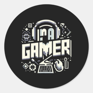 Sticker Rond Je suis un joueur vintage gear
