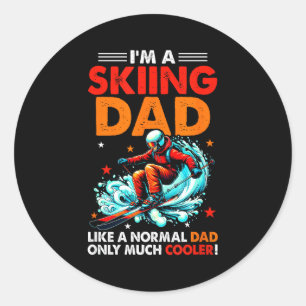 Sticker Rond Je suis un papa qui skie Définition Beaucoup plus