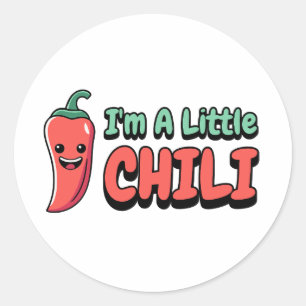 Sticker Rond Je suis un petit chili ! Carton de poivre mignon
