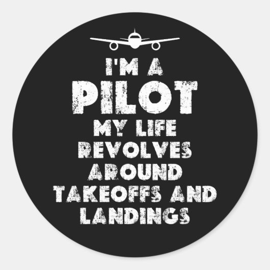 Sticker Rond Je suis un pilote amusant (Devant)