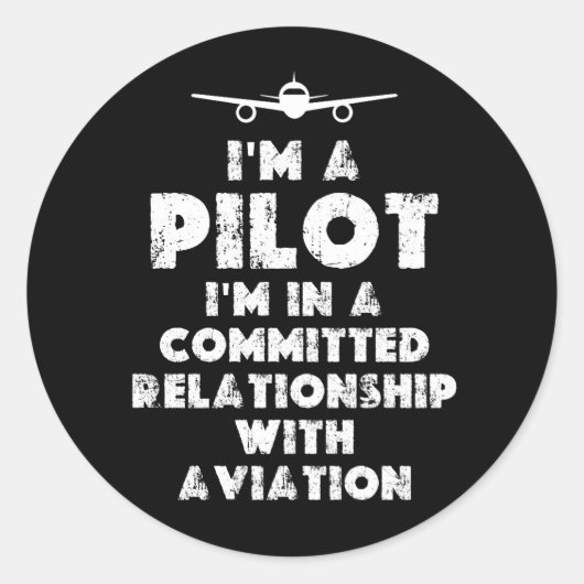 Sticker Rond Je suis un pilote amusant (Devant)