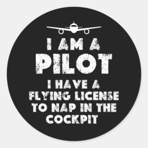 Sticker Rond Je suis un pilote amusant