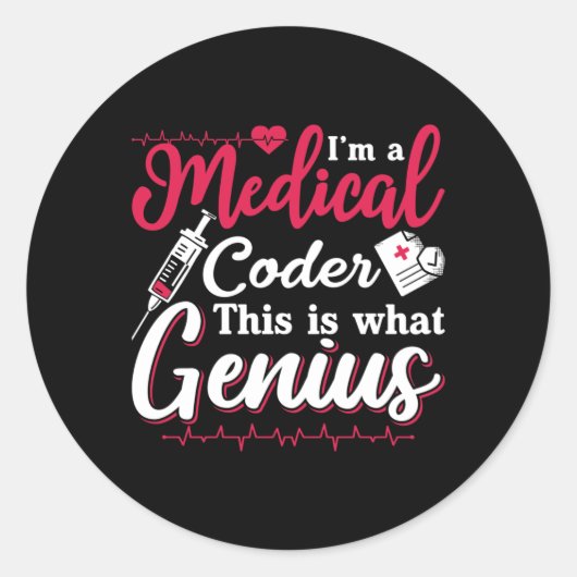 Sticker Rond Je suis un programmeur de codage Médicale (Devant)