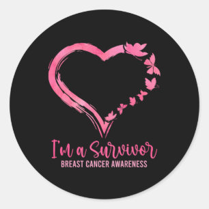 Sticker Rond Je Suis Un Survivant Chemise Rose Papillon Coeur C
