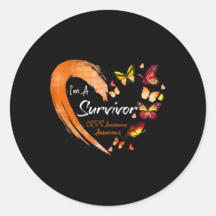 Sticker Rond Je suis Un Survivant Crps Sensibilisation Orange P