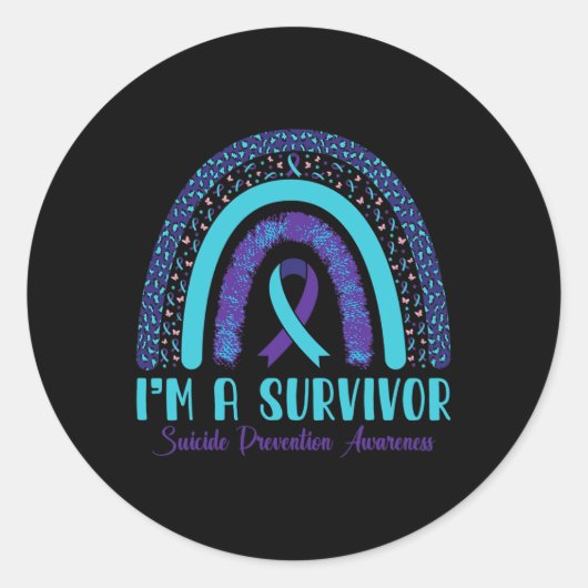 Sticker Rond Je suis un survivant de la prévention du suicide L (Devant)