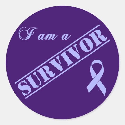 Sticker Rond Je suis un survivant - Lavender Ruban général Canc (Devant)