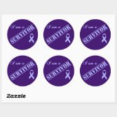 Sticker Rond Je suis un survivant - Lavender Ruban général Canc (Feuille)