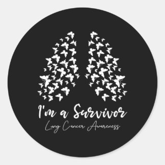 Sticker Rond Je Suis Un Survivant Papillon Lung Sensibilisation