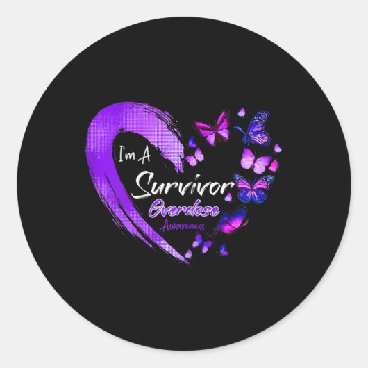 Sticker Rond Je suis Un Survivant Surdose Sensibilisation Papil (Devant)