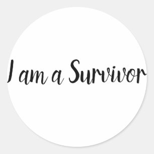 Sticker Rond JE SUIS UN SURVIVANT Typographie Black Positive Ci
