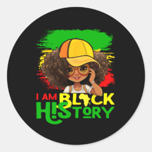 Sticker Rond Je suis un t-shirt d'histoire noire pour enfants f