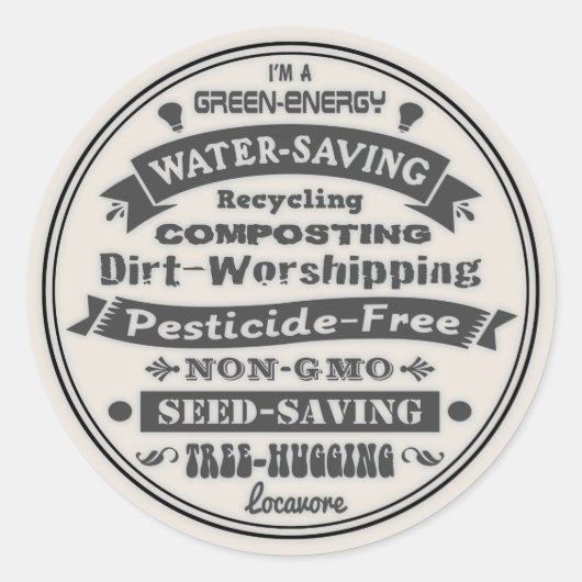Sticker Rond Je suis un vert (Devant)