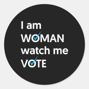Sticker Rond Je Suis Une Femme Me Regarder Vote 2024 Vague Bleu