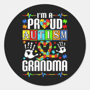 Sticker Rond Je suis une fière autisme grand-mère soutien Autis