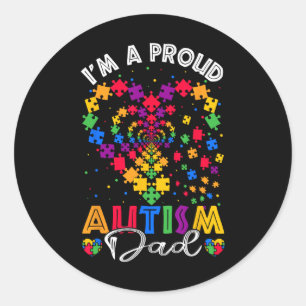 Sticker Rond Je suis une fière autisme papa grand-mère Sensibil