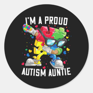 Sticker Rond Je suis une fière autisme Tante Sensibilisation su
