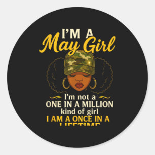 Sticker Rond Je suis une fille de mai, je ne suis pas une fille