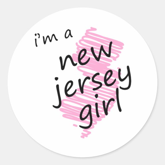 Sticker Rond Je suis une fille du New Jersey (Devant)