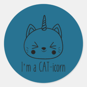 Sticker Rond Je suis une licorne-chat mignon chat drôle licorne