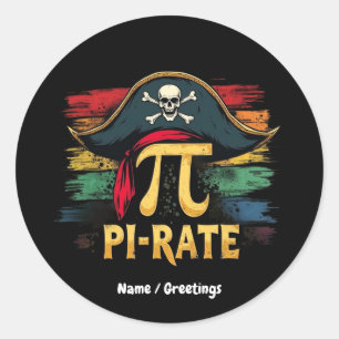 Sticker Rond Je suis une Pirate Pi Day Une drôle d'aventure mat
