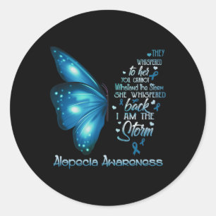 Sticker Rond Je suis une tempête Alopecia Sensibilisation Papil