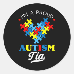 Sticker Rond Je suis une Tia fière de l'autisme Sensibilisation
