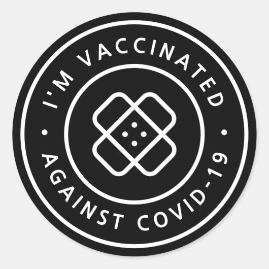 Sticker Rond Je suis vacciné | Black Covid-19 Band-Aid (Devant)