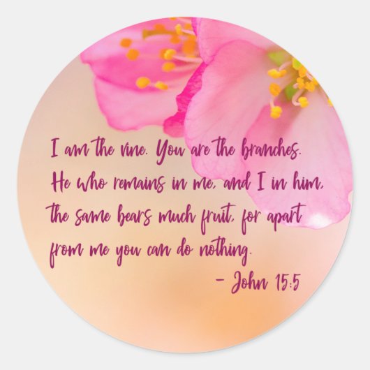 Sticker Rond Je Suis Vine Christian Floral Inspirational (Devant)