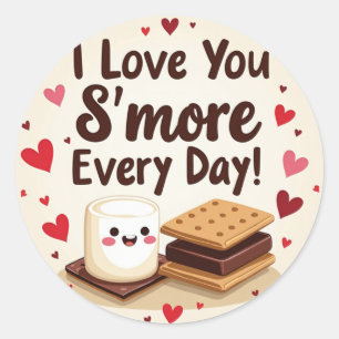 Sticker Rond "Je T’Aime Plus Chaque Jour !" S’mores Valentine