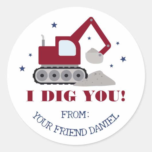 Sticker Rond Je t'ai creusé la Saint-Valentin (Devant)