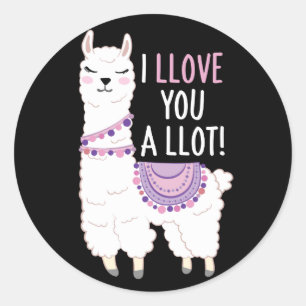 Sticker Rond Je t'aime beaucoup - Drôle Llama
