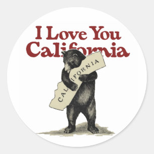 Sticker Rond Je T'Aime Californie