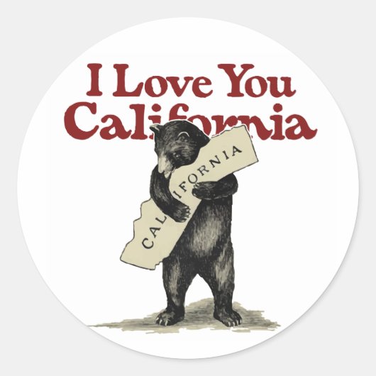 Sticker Rond Je T'Aime Californie (Devant)