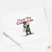 Sticker Rond Je T'Aime Californie (Enveloppe)