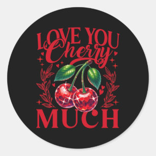 Sticker Rond Je t'aime Cherry Much Strawberry Heart Disco Ll V