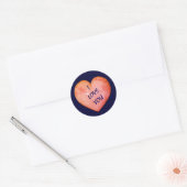 Sticker Rond Je t'aime coeur rose (Enveloppe)