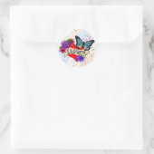 Sticker Rond Je T'Aime | Coeurs, Roses et papillons (Sac)