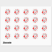 Sticker Rond Je t'aime Coeurs rouges (Feuille)