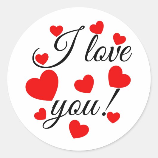 Sticker Rond Je t'aime Coeurs rouges (Devant)