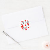 Sticker Rond Je t'aime Coeurs rouges (Enveloppe)