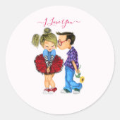 Sticker Rond Je t'aime - Couple romantique mignon - Amour - Bai (Devant)