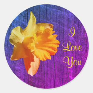 Sticker Rond Je T'Aime Daffodil Flower