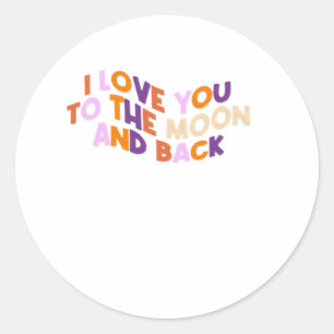 Sticker Rond Je t'aime de la lune et retour Amour sincère Aesth