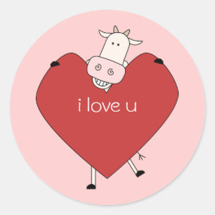 Sticker Rond Je t'aime de vache