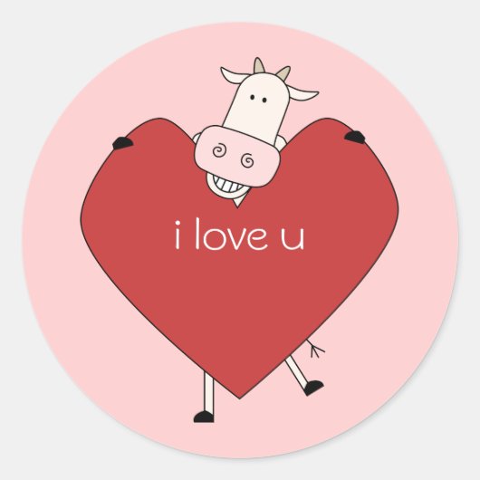 Sticker Rond Je t'aime de vache (Devant)