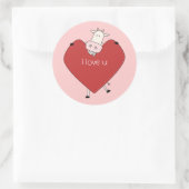 Sticker Rond Je t'aime de vache (Sac)
