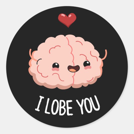 Sticker Rond Je t'aime Drôle Cerveau Pun Dark BG (Devant)