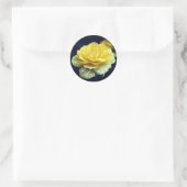 Sticker Rond Je T'Aime Fleur Rose Jaune (Sac)