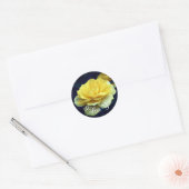 Sticker Rond Je T'Aime Fleur Rose Jaune (Enveloppe)